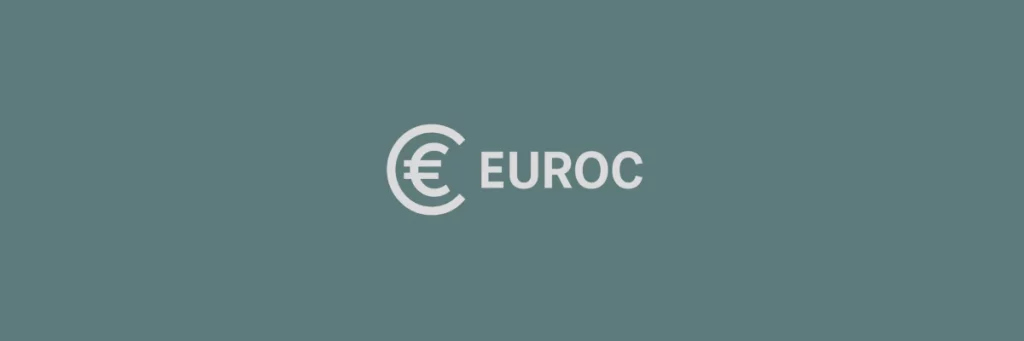 EUROC modernes logo euroc in markengruen auf dunklem hintergrund